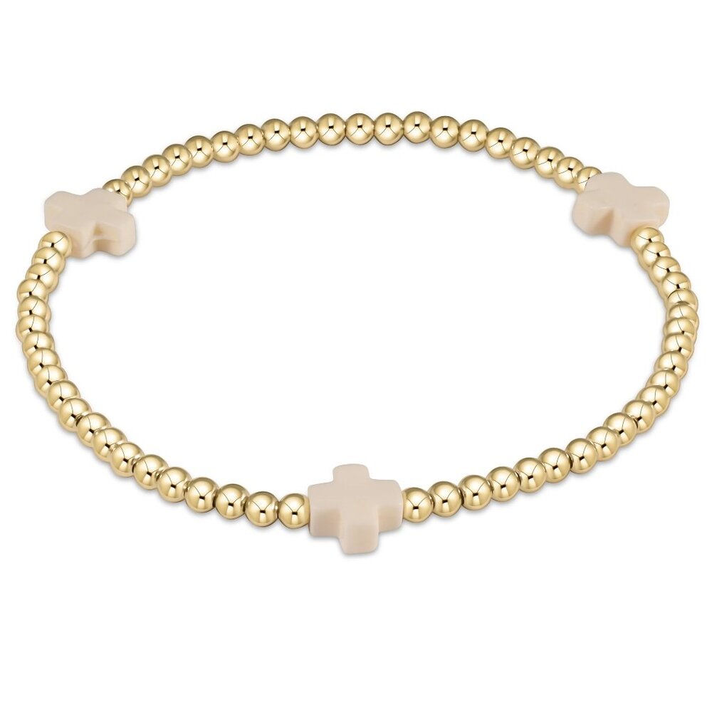 enewton signature cross gold pattern 3mm bead bracelet
